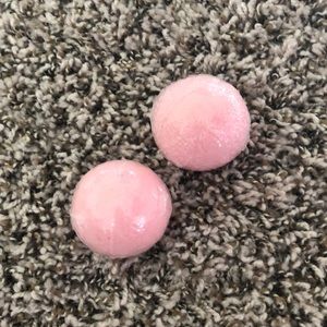 Two strawberry scented bath bombs